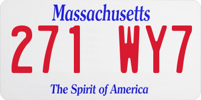 MA license plate 271WY7