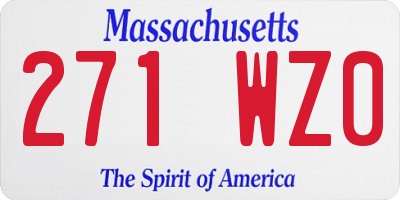 MA license plate 271WZ0