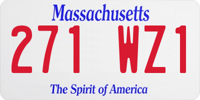 MA license plate 271WZ1