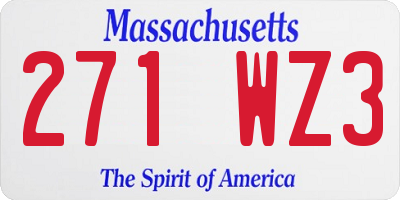 MA license plate 271WZ3