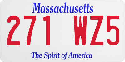 MA license plate 271WZ5