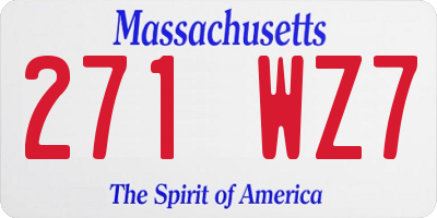 MA license plate 271WZ7
