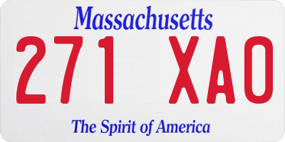 MA license plate 271XA0