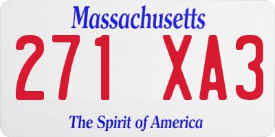 MA license plate 271XA3