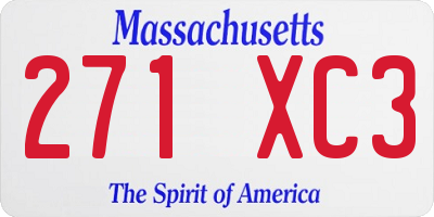 MA license plate 271XC3