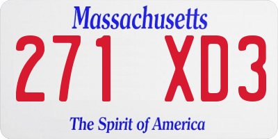 MA license plate 271XD3