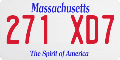 MA license plate 271XD7