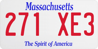 MA license plate 271XE3