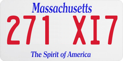 MA license plate 271XI7