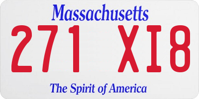 MA license plate 271XI8