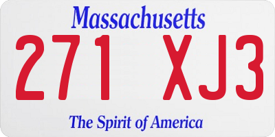MA license plate 271XJ3