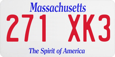 MA license plate 271XK3