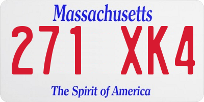 MA license plate 271XK4
