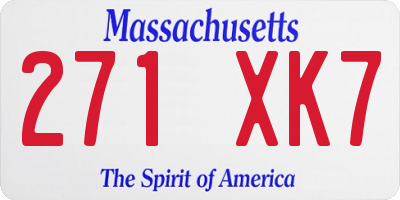 MA license plate 271XK7