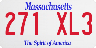 MA license plate 271XL3