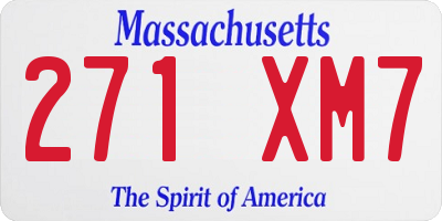 MA license plate 271XM7