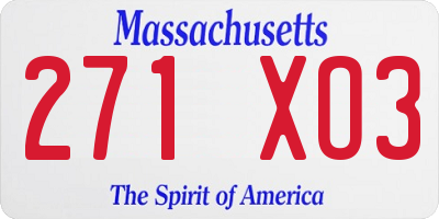 MA license plate 271XO3