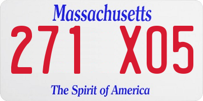 MA license plate 271XO5
