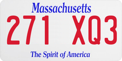 MA license plate 271XQ3