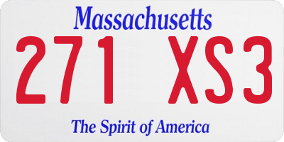 MA license plate 271XS3