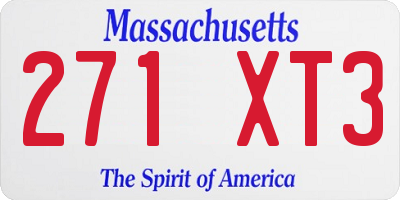 MA license plate 271XT3