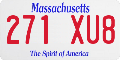 MA license plate 271XU8