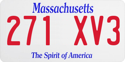 MA license plate 271XV3