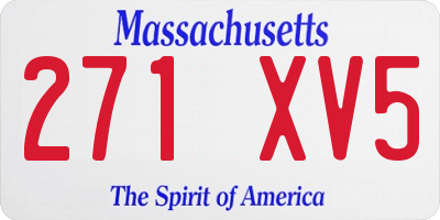 MA license plate 271XV5