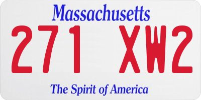 MA license plate 271XW2