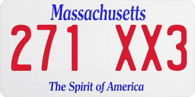 MA license plate 271XX3