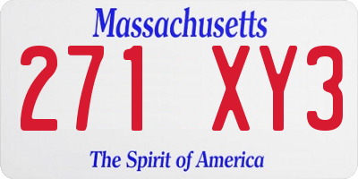 MA license plate 271XY3