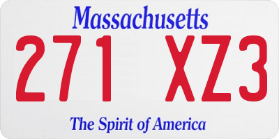 MA license plate 271XZ3