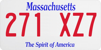 MA license plate 271XZ7