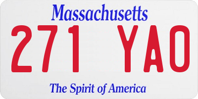 MA license plate 271YA0