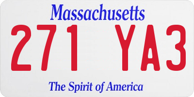 MA license plate 271YA3