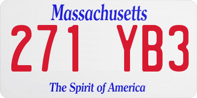 MA license plate 271YB3