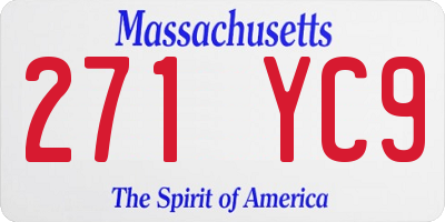 MA license plate 271YC9