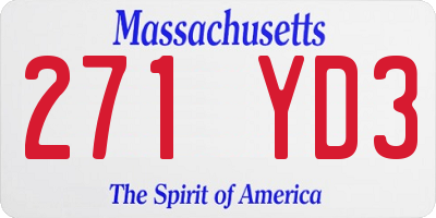 MA license plate 271YD3