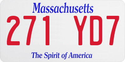 MA license plate 271YD7