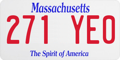 MA license plate 271YE0