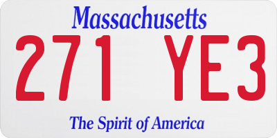 MA license plate 271YE3