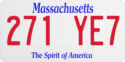 MA license plate 271YE7