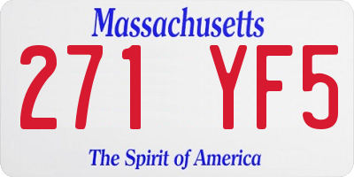 MA license plate 271YF5