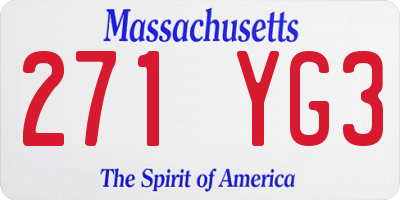 MA license plate 271YG3