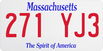 MA license plate 271YJ3