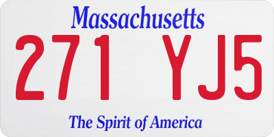MA license plate 271YJ5
