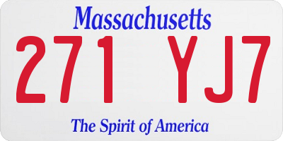 MA license plate 271YJ7