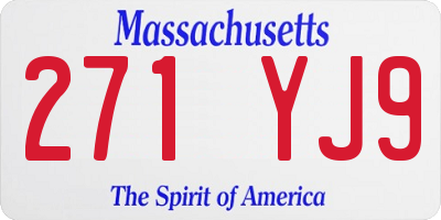 MA license plate 271YJ9