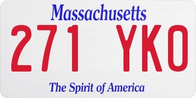 MA license plate 271YK0