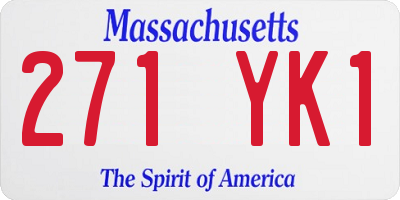 MA license plate 271YK1